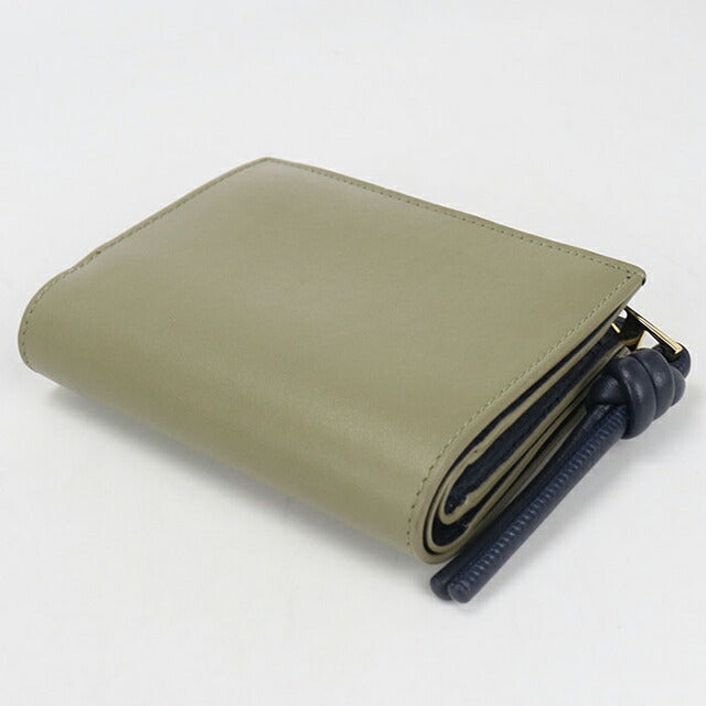 二手 LOEWE 双折钱包 女士品牌 LOEWE 结紧凑型钱包 CEM1NCWX01 卡其色钱包 USDLO105114011