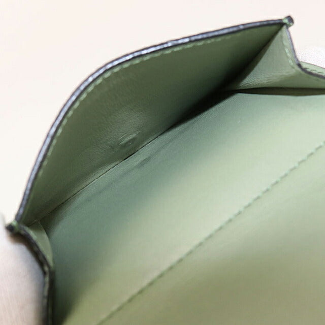 中古 ロエベ 三折財布 レディース ブランド LOEWE アナグラム トライフォールド ウォレット グリーン 財布 USDLO106625011