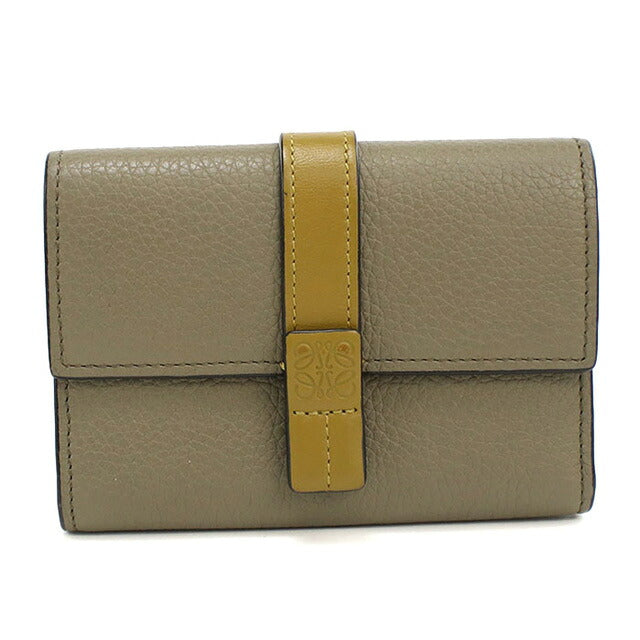 中古 ロエベ 三つ折り財布 レディース ブランド LOEWE バーティカル ウォレット スモール C660S86X01 カーキ 財布 USDLO106796011