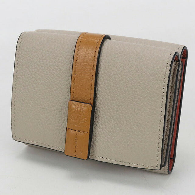 中古 ロエベ 三つ折り財布 レディース ブランド LOEWE アナグラム トライフォールドウォレット C660TR2X01 ベージュ 財布 USDLO106952011