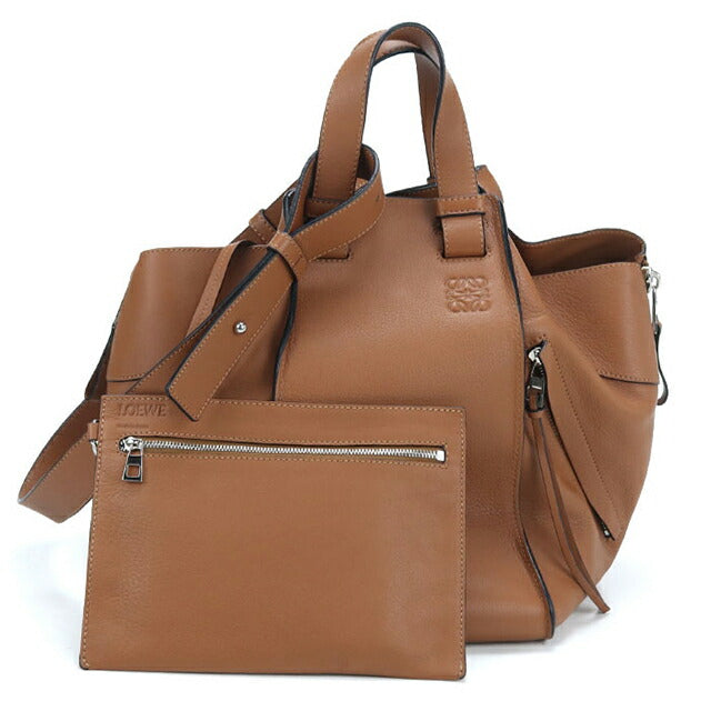 中古 ロエベ ハンドバッグ レディース ブランド LOEWE ハンモック ミディアム 2WAY レザー ブラウン USDLO107370011