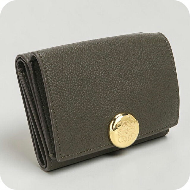中古 ロエベ 三つ折り財布 三折財布 レディース ブランド LOEWE トライフォールド ウォレット レザー CANBTR2X03 カーキ USDLO113978011