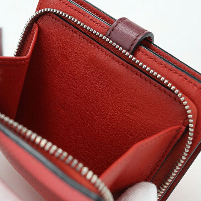 中古 ロエベ 二つ折り財布 二折財布 レディース ブランド LOEWE コンパクト ジップウォレット レザー C660Z41X01 レッド USDLO114356011