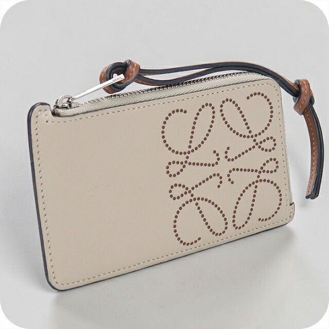 中古 ロエベ 小銭入れ レディース ブランド LOEWE アナグラム コインカードホルダー レザー ベージュ USDLO114359011