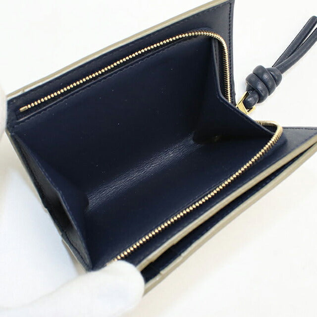 中古 ロエベ 二つ折り財布 二折財布 レディース ブランド LOEWE ノット コンパクトウォレット CEM1NCWX01 カーキ USDLO114702011