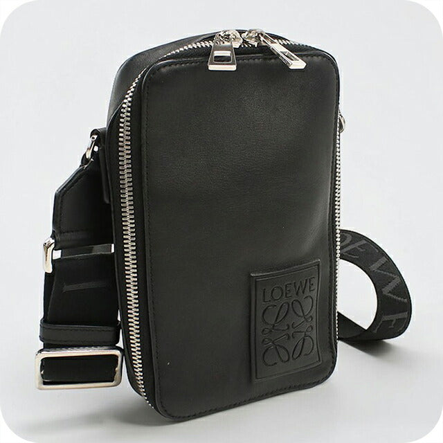 中古 ロエベ 斜め掛け ショルダーバッグ メンズ ブランド LOEWE アナグラム バーティカルクロスボディポケット C565S59X01 ブラック USDLO114845011