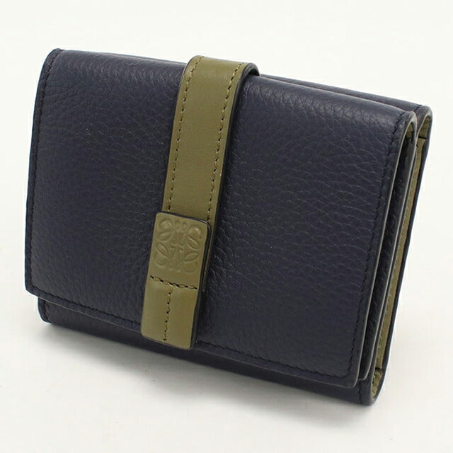 中古 ロエベ 三つ折り財布 三折財布 レディース ブランド LOEWE トライフォールドウォレット C660TR2X03 ネイビー USDLO115218011