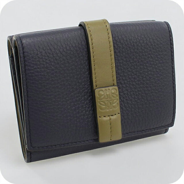 中古 ロエベ 三つ折り財布 三折財布 レディース ブランド LOEWE トライフォールドウォレット C660TR2X03 ネイビー USDLO115218011