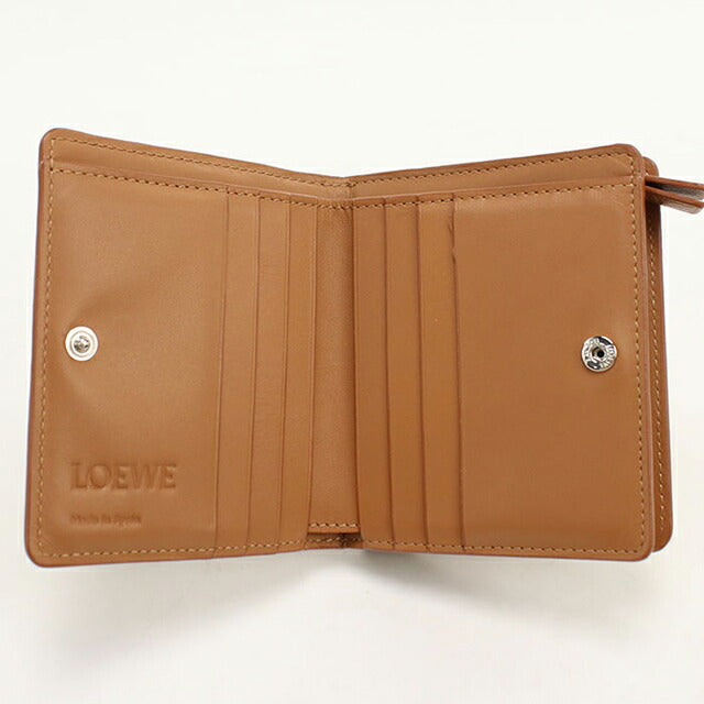 中古 ロエベ 二つ折り財布 二折財布 レディース ブランド LOEWE パズル コンパクトウォレット C510Z41X12 ブラウン USDLO115219011