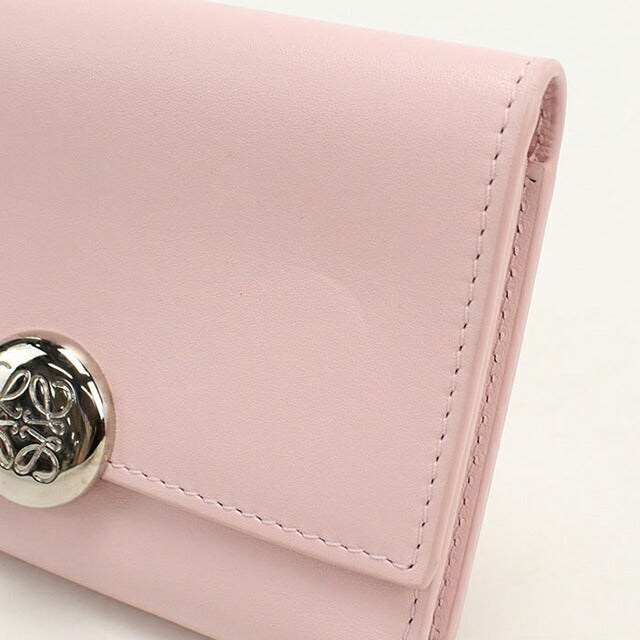 中古 ロエベ 三つ折り財布 三折財布 レディース ブランド LOEWE ペブル バーティカルウォレット スモール CANBS33X01 ピンク USDLO115254011