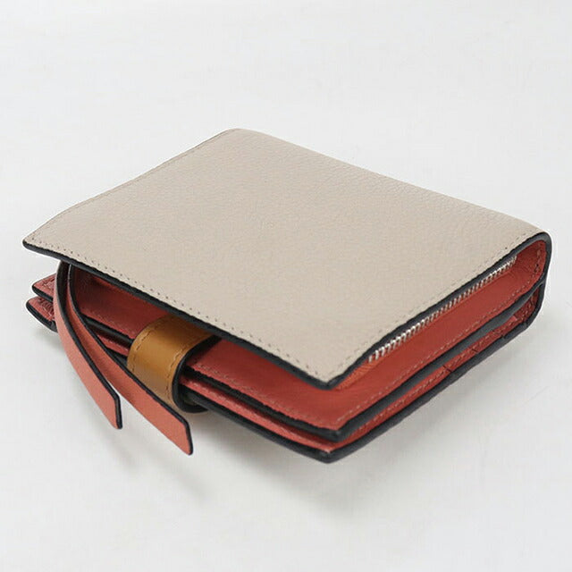 中古 ロエベ 二つ折り財布 二折財布 コンパクト レディース ブランド LOEWE アナグラム コンパクト ジップウォレット C660Z41X02 ベージュ USDLO115871011