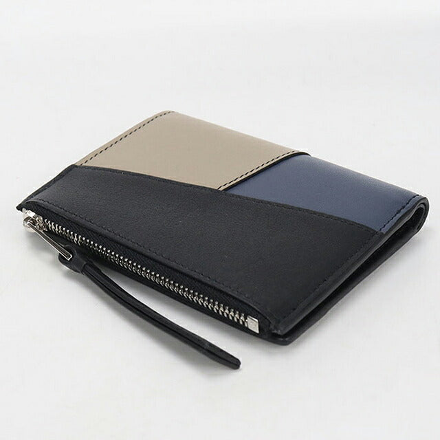 中古 ロエベ 二つ折り財布 二折財布 コンパクト メンズ ブランド LOEWE パズル スリム コンパクト ウォレット C510W73X09 ブラック USDLO115872011