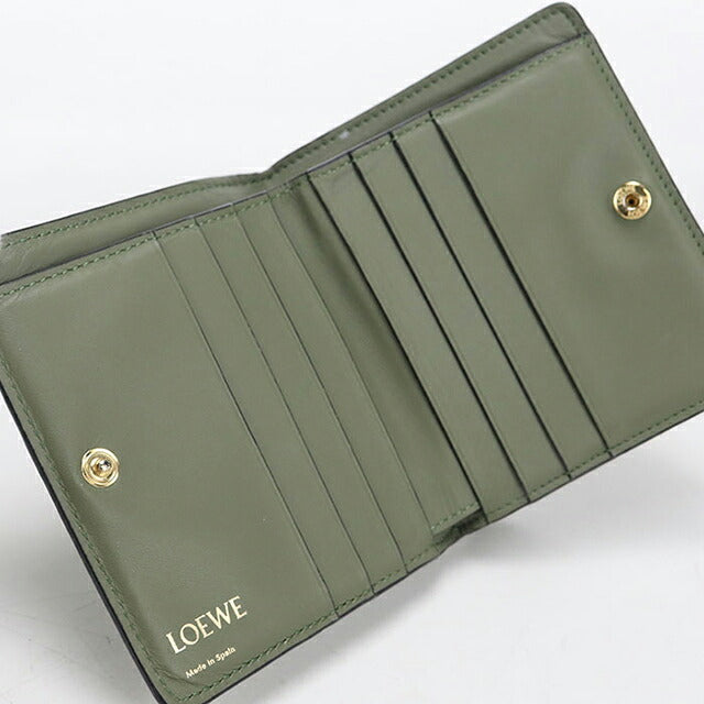 中古 ロエベ 二つ折り財布 二折財布 コンパクト レディース ブランド LOEWE リピートアナグラム グリーン USDLO115983011