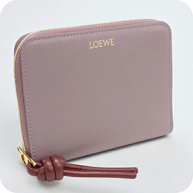 中古 ロエベ ラウンドファスナー折財布 レディース ブランド LOEWE ノット コンパクト ジップウォレット CEM1CWZX0 パープル USDLO116628011