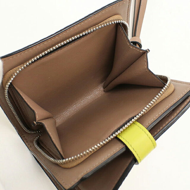 中古 ロエベ 二つ折り財布 二折財布 コンパクト レディース ブランド LOEWE アナグラム コンパクトジップウォレット ベージュ USDLO117056011