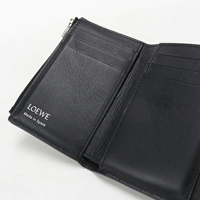 中古 ロエベ 三つ折り財布 三折財布 コンパクト レディース ブランド LOEWE ペブル バーティカル ウォレット スモール CANBS33X03 ブラック USDLO117277011