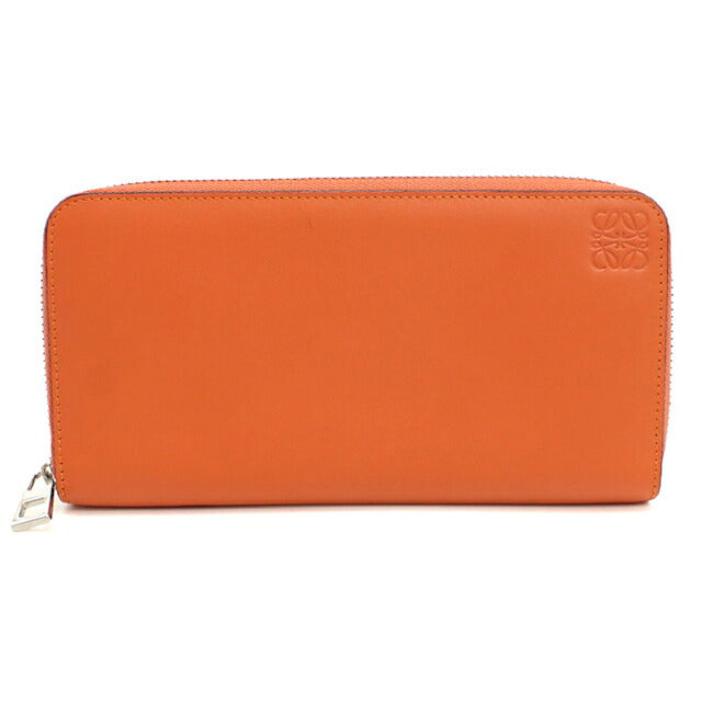 中古 ロエベ 長財布ラウンドファスナー レディース ブランド LOEWE アナグラム オレンジ USDLO119216011
