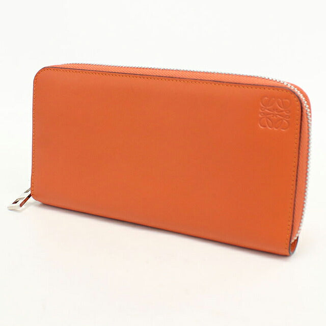 中古 ロエベ 長財布ラウンドファスナー レディース ブランド LOEWE アナグラム オレンジ USDLO119216011