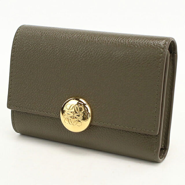 中古 ロエベ 三つ折り財布 三折財布 コンパクト レディース ブランド LOEWE ペブル バーティカル ウォレット スモール CANBS33X03 USDLO119380011