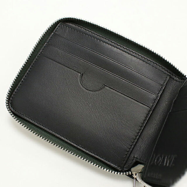 中古 ロエベ 二つ折り財布 二折財布 コンパクト ユニセックス ブランド LOEWE アナグラム ラウンドファスナー財布 グリーン USDLO119759011