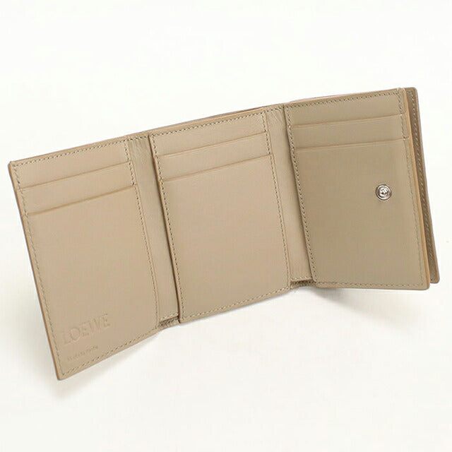 二手 LOEWE 三折钱包 三折钱包 紧凑型女士品牌 LOEWE Anagram 三折钱包 米色 USDLO121290011