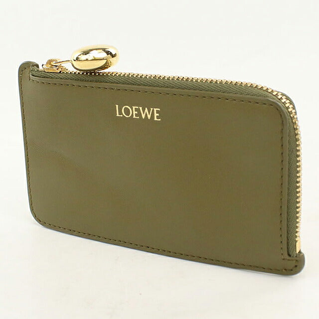 中古 ロエベ 小銭入れ レディース ブランド LOEWE ペブル コインカードホルダー CANBZ40X01 カーキ USDLO121291011