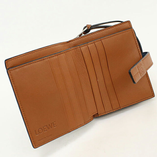中古 ロエベ 二つ折り財布 二折財布 コンパクト レディース ブランド LOEWE アナグラム コンパクト ジップウォレット 124.12.Z44 ブルー USDLO121292011