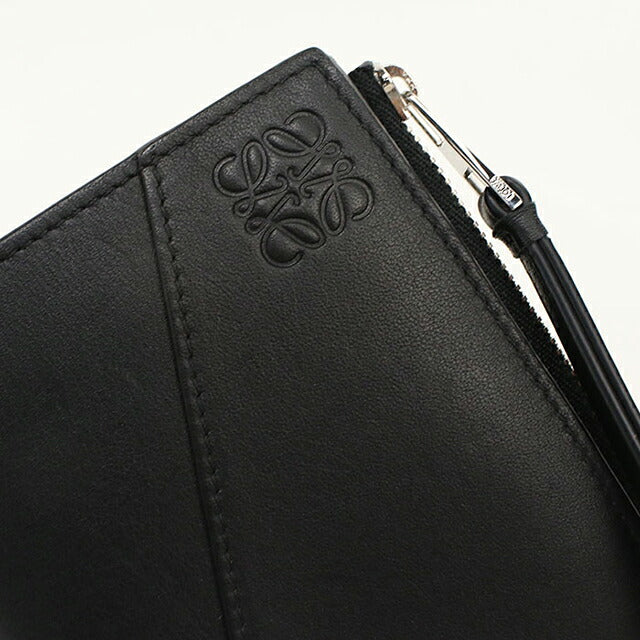 中古 ロエベ 二つ折り財布 二折財布 コンパクト メンズ ブランド LOEWE パズル スリム コンパクト ウォレット C510W73X08 ブラック USDLO121293011