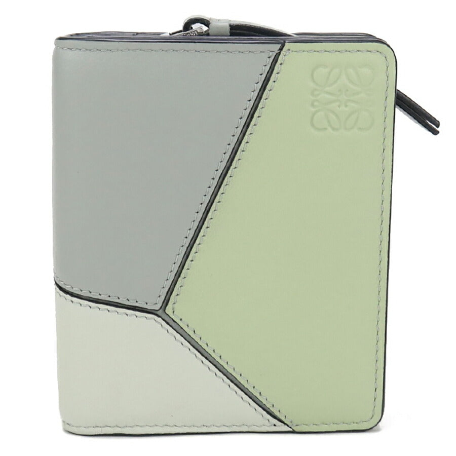 中古 ロエベ 二折財布小銭入付き レディース ブランド LOEWE パズル コンパクトジップウォレット グリーン 財布 USDLO95938011