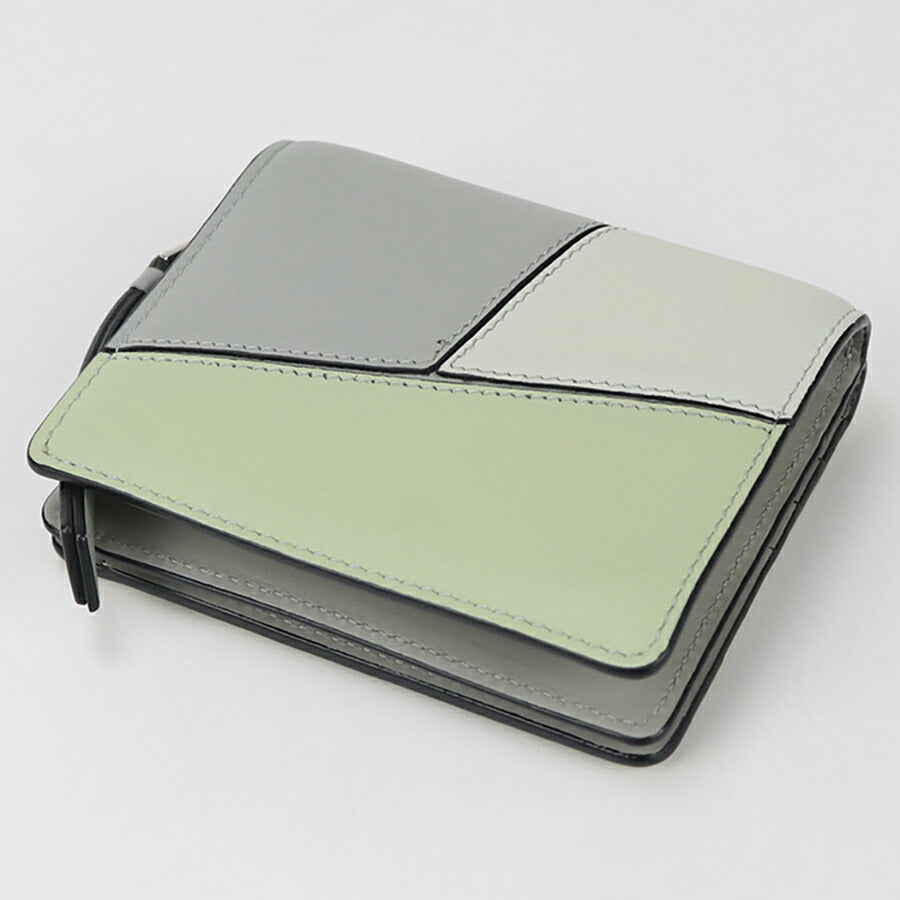 中古 ロエベ 二折財布小銭入付き レディース ブランド LOEWE パズル コンパクトジップウォレット グリーン 財布 USDLO95938011