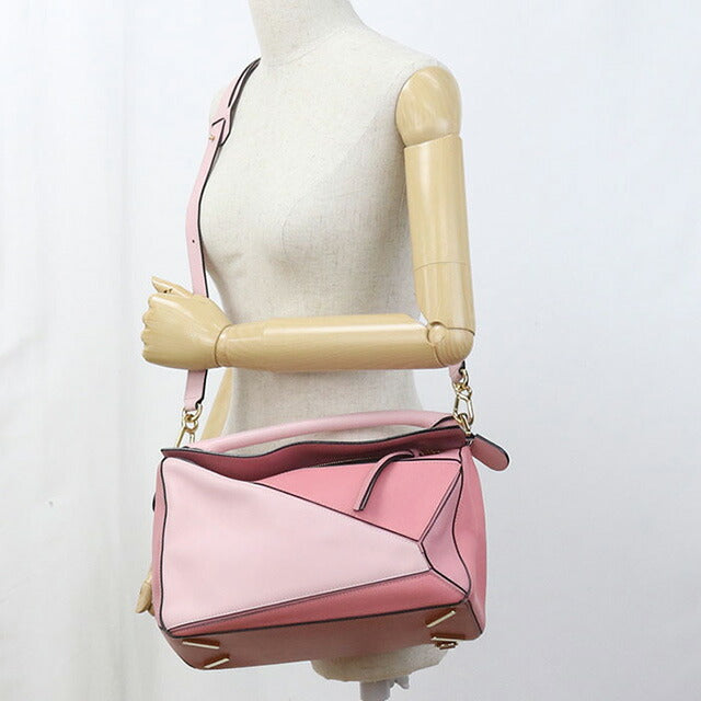 中古 ロエベ ハンドバッグ レディース ブランド LOEWE パズルバッグ ミディアム 2WAY ピンク バッグ USDLO97564011