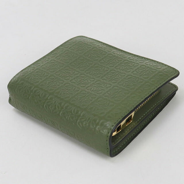中古 ロエベ 二折財布 レディース ブランド LOEWE リピート コンパクト ジップウォレット C499Z41X03 グリーン 財布 USDLO97634011