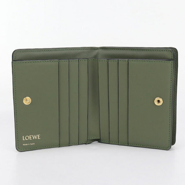 中古 ロエベ 二折財布 レディース ブランド LOEWE リピート コンパクト ジップウォレット C499Z41X03 グリーン 財布 USDLO97634011