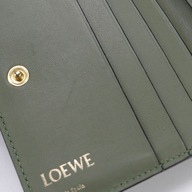 中古 ロエベ 二折財布 レディース ブランド LOEWE リピート コンパクト ジップウォレット C499Z41X03 グリーン 財布 USDLO97634011