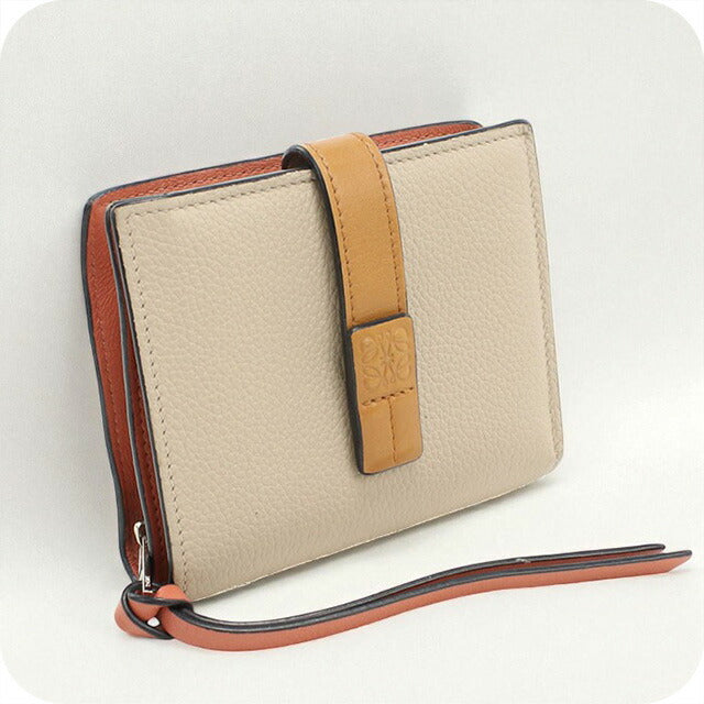 中古 ロエベ 二折財布 レディース ブランド LOEWE コンパクト ジップウォレット レザー ベージュ 財布 USDLO98521011