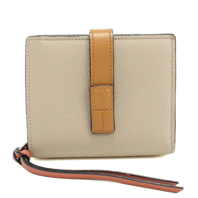 中古 ロエベ 二折財布 レディース ブランド LOEWE コンパクト ジップウォレット レザー ベージュ 財布 USDLO98521011