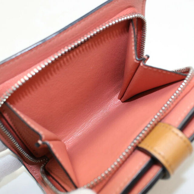 中古 ロエベ 二折財布 レディース ブランド LOEWE コンパクト ジップウォレット レザー ベージュ 財布 USDLO98521011