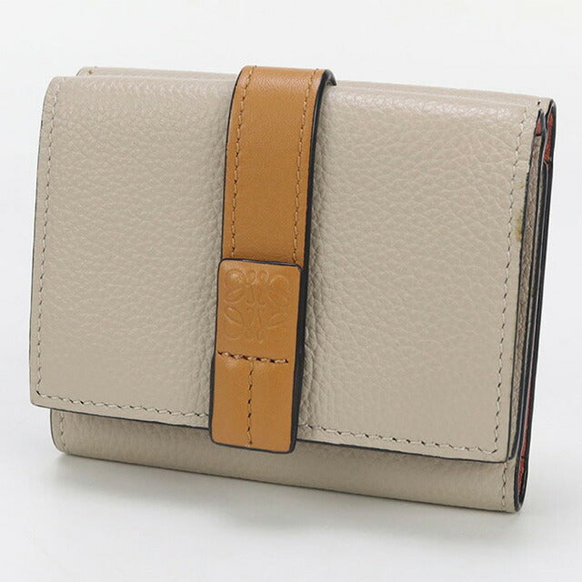 中古 ロエベ 三折財布 レディース ブランド LOEWE トライフォールド ウォレット ベージュ 財布 USDLO98676011