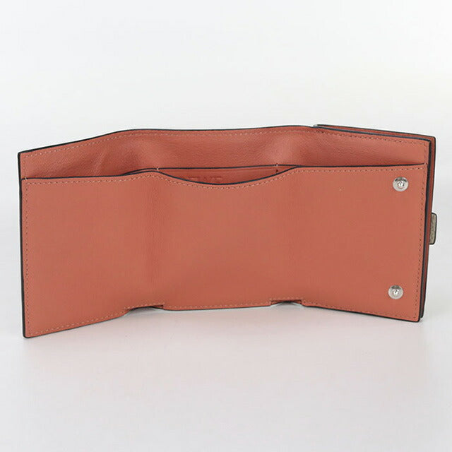 中古 ロエベ 三折財布 レディース ブランド LOEWE トライフォールド ウォレット ベージュ 財布 USDLO98676011