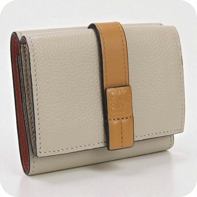 中古 ロエベ 三折財布 レディース ブランド LOEWE トライフォールド ウォレット ベージュ 財布 USDLO98676011