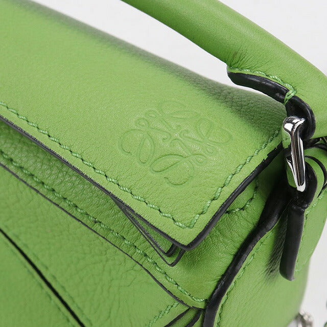 中古 ロエベ ショルダーバッグ レディース ブランド LOEWE パズルバッグ ナノ 2WAY レザー グリーン バッグ USDLO98691011