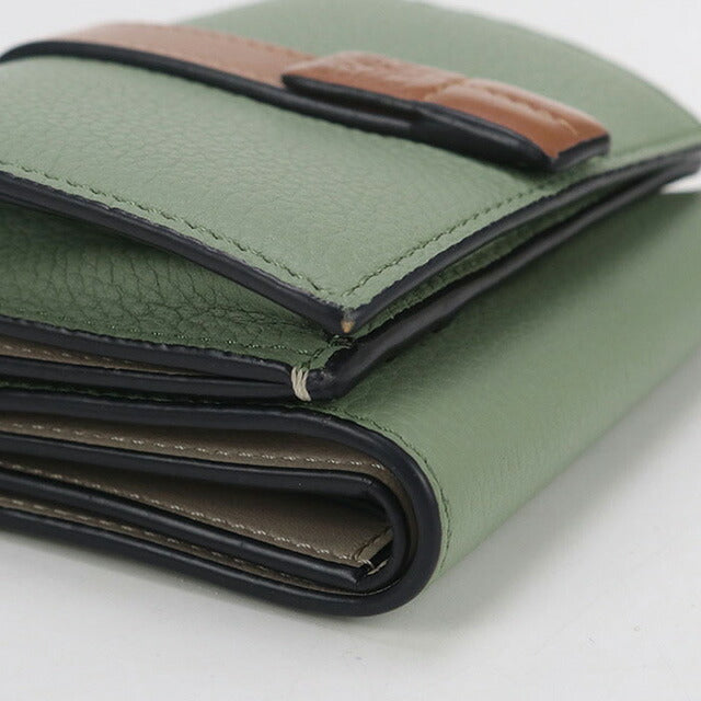 中古 ロエベ 三折財布 レディース ブランド LOEWE トライフォールドウォレット C660TR2X03 グリーン 財布 USDLO99128011