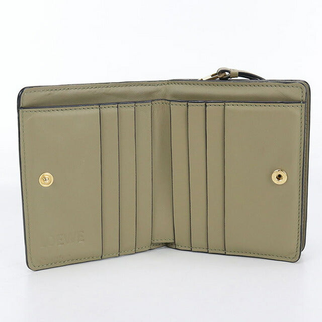 中古 ロエベ 二折財布 レディース ブランド LOEWE パズル コンパクト ジップウォレット レザー C510Z41X01 カーキ 財布 USDLO99835011