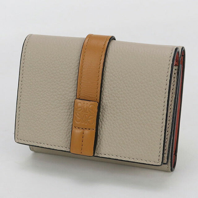 中古 ロエベ 三折財布 レディース ブランド LOEWE トライフォールド ウォレット レザー C660TR2X03 ベージュ 財布 USDLO99836011