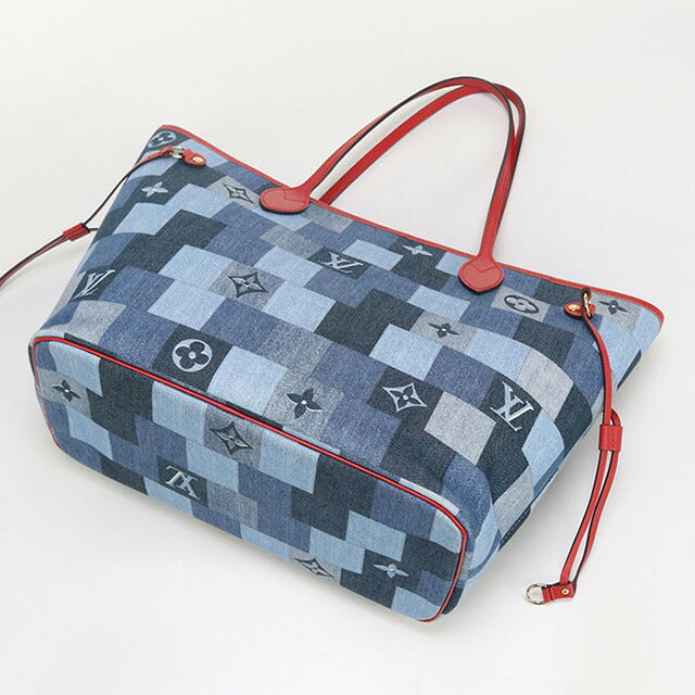 中古 ルイヴィトン トートバッグ レディース ブランド LOUIS VUITTON モノグラムデニム ネヴァーフルMM レザー M44981 ブルー バッグ USDLV97524011