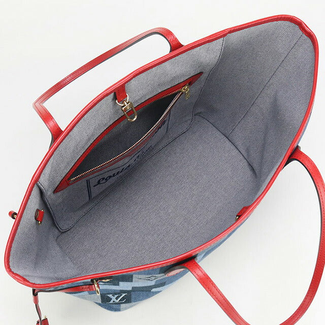 中古 ルイヴィトン トートバッグ レディース ブランド LOUIS VUITTON モノグラムデニム ネヴァーフルMM レザー M44981 ブルー バッグ USDLV97524011