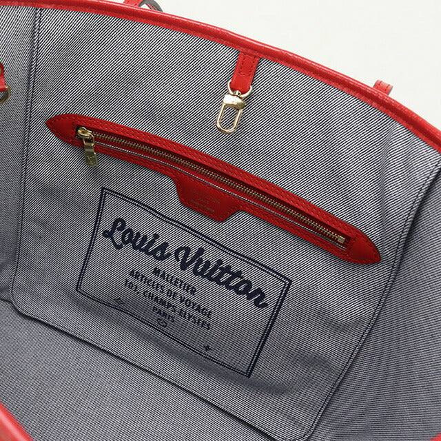 中古 ルイヴィトン トートバッグ レディース ブランド LOUIS VUITTON モノグラムデニム ネヴァーフルMM レザー M44981 ブルー バッグ USDLV97524011