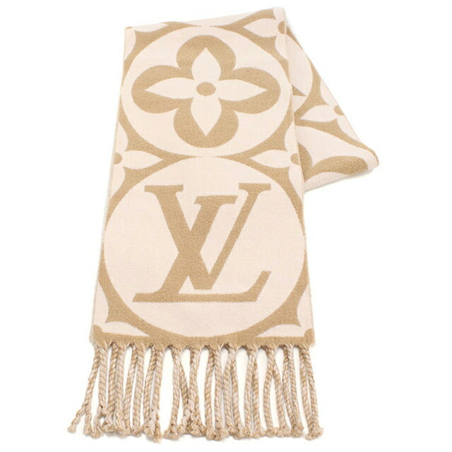 中古 ルイヴィトン マフラー レディース ブランド LOUIS VUITTON フライト・モード マフラー・LV メダリオン M79213 ベージュ 小物 USDLV97754011