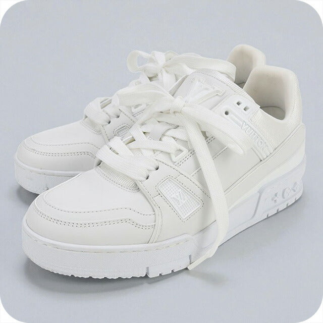 ルイヴィトン LVトレイナー　レザー スニーカー 7 1/2 ホワイト 中古 ルイヴィトン スニーカー レディース ブランド LOUIS VUITTON LV