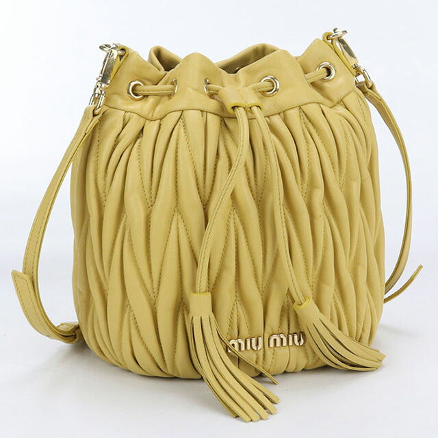 中古 ミュウミュウ 斜め掛け ショルダーバッグ レディース ブランド MIUMIU マテラッセ レザー 5BE014 イエロー バッグ USDMI100325011